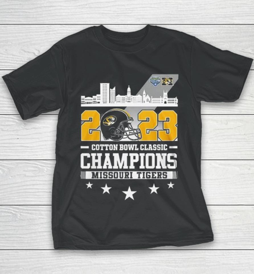 Missouri Tigers Skyline 2023 Cotton Bowl Classic Champions Youth T-Shirt