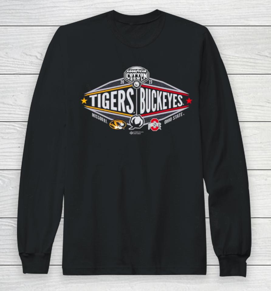 Missouri Tigers Vs. Ohio State Buckeyes 2023 Cotton Bowl 2 Team Long Sleeve T-Shirt