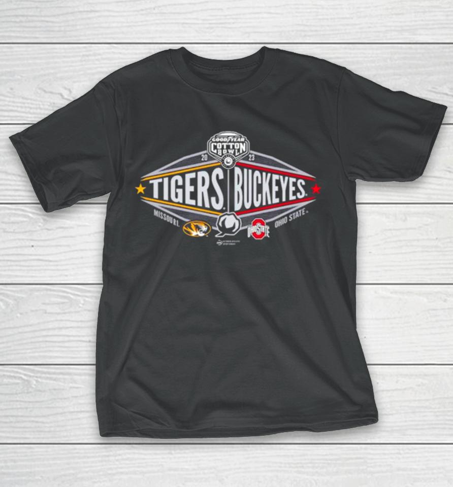 Missouri Tigers Vs. Ohio State Buckeyes 2023 Cotton Bowl 2 Team T-Shirt