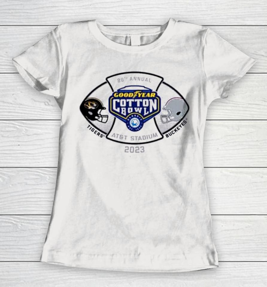 Missouri Tigers Vs Ohio State Buckeyes 2023 Cotton Bowl 2 Team Women T-Shirt