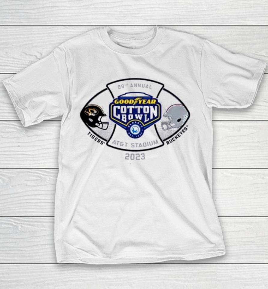 Missouri Tigers Vs Ohio State Buckeyes 2023 Cotton Bowl 2 Team Youth T-Shirt