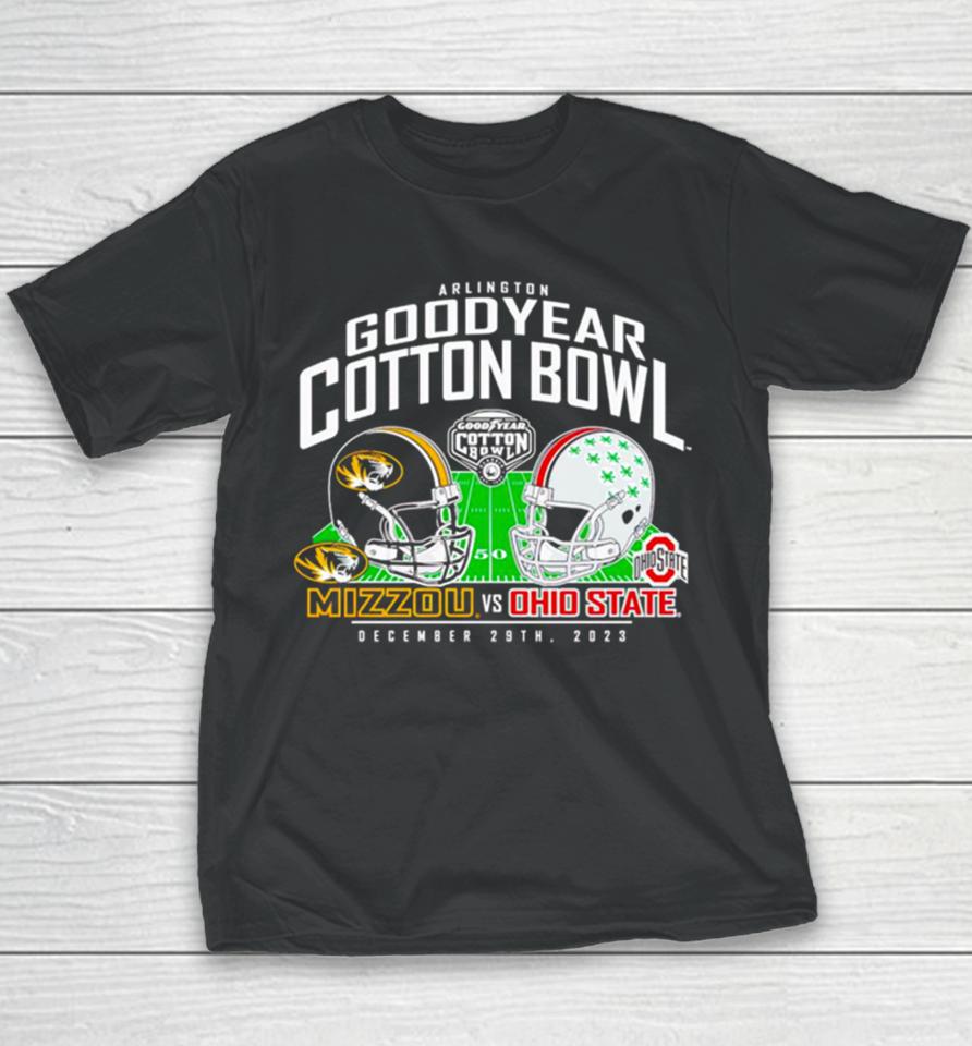 Missouri Tigers Vs. Ohio State Buckeyes 2023 Cotton Bowl Matchup Youth T-Shirt