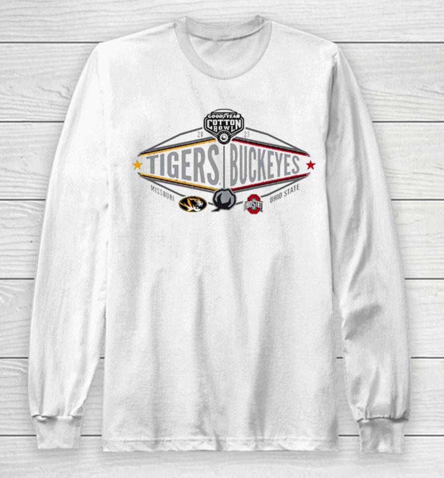 Missouri Tigers Vs Ohio State Buckeyes Goodyear Cotton Bowl 2023 Long Sleeve T-Shirt