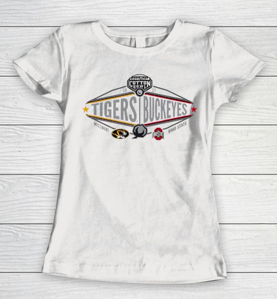 Missouri Tigers Vs Ohio State Buckeyes Goodyear Cotton Bowl 2023 Women T-Shirt