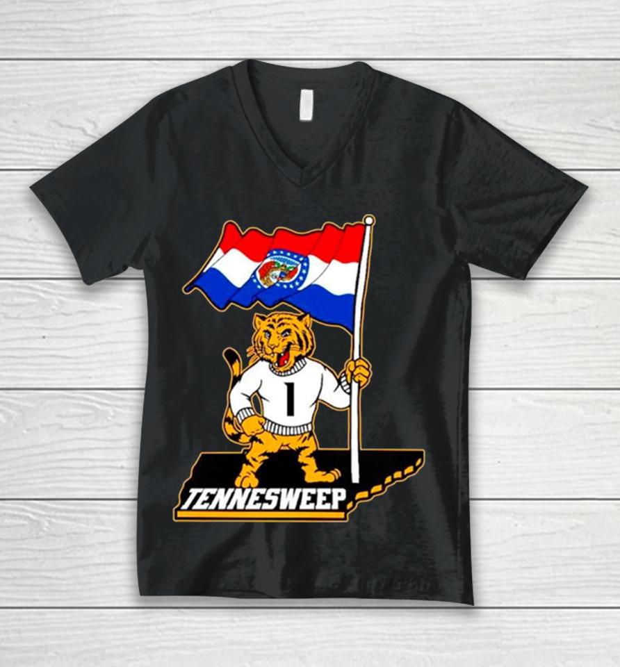 Missouri Tigers Vs. Tennessee Volunteers Tennesweep Unisex V-Neck T-Shirt