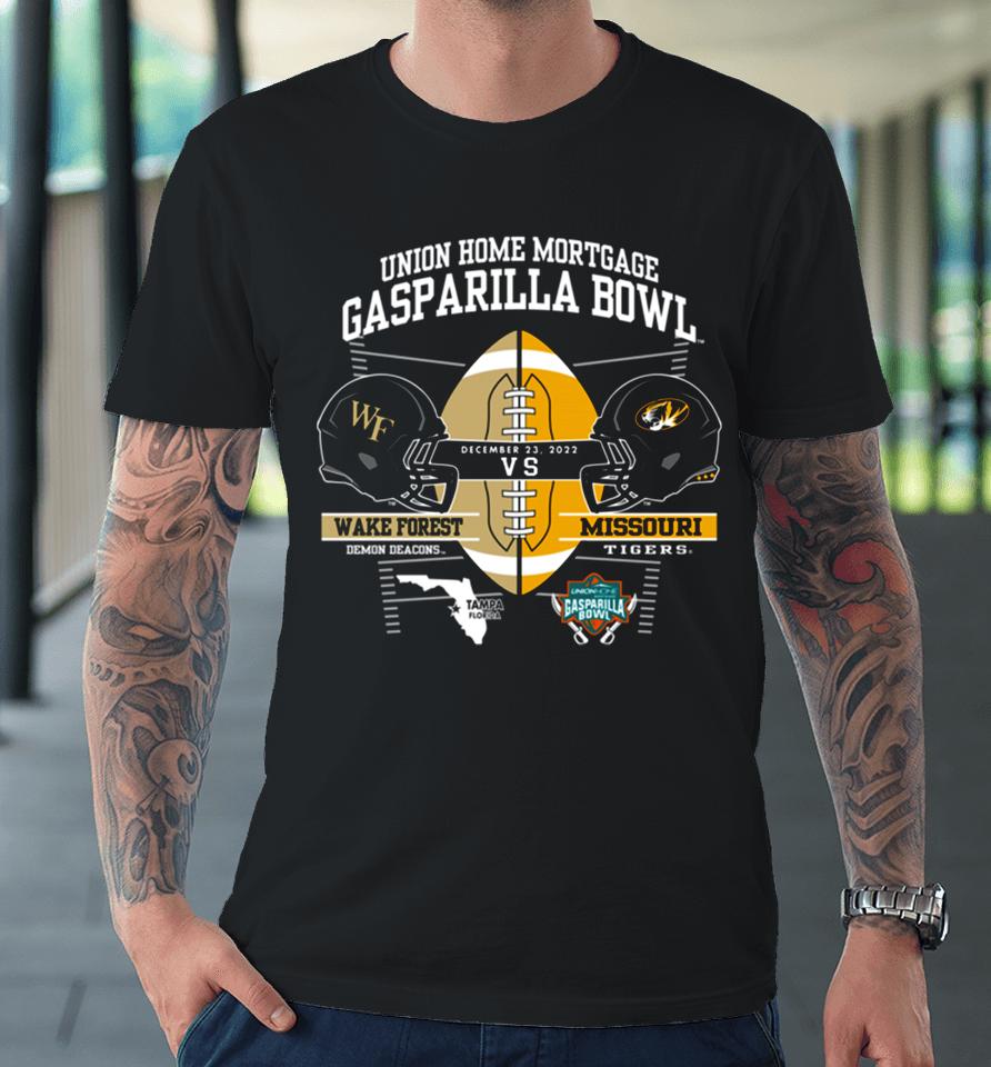 Missouri Tigers Vs Wake Forest Demon Deacons 2022 Gasparilla Bowl Matchup Premium T-Shirt