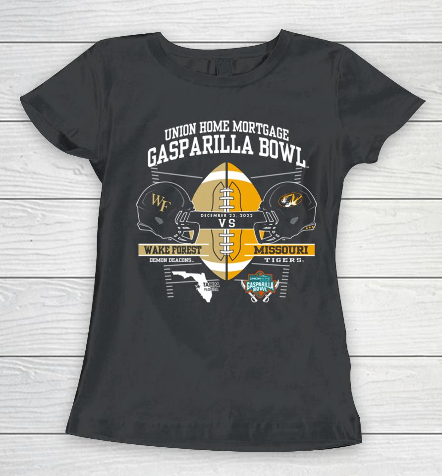 Missouri Tigers Vs Wake Forest Demon Deacons 2022 Gasparilla Bowl Matchup Women T-Shirt