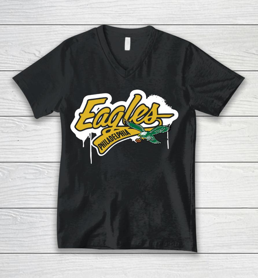 Mitchell Philadelphia Eagles Light Up Green Unisex V-Neck T-Shirt