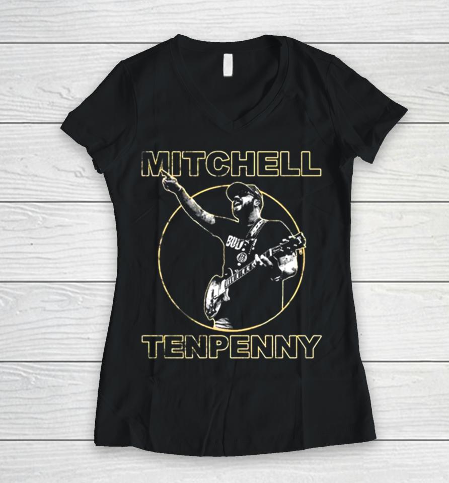 Mitchell Tenpenny Black Retro Photo Women V-Neck T-Shirt