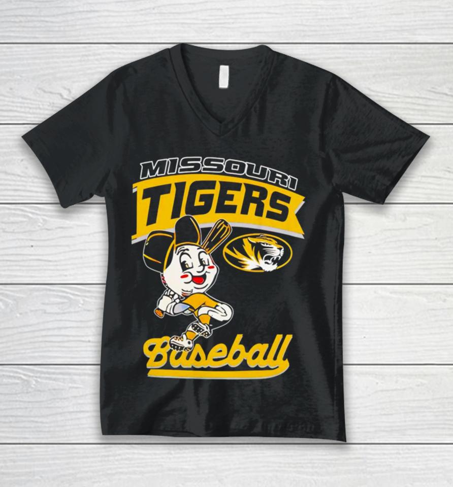 Mizzou Tigers Baseball Head Player Tiger Unisex V-Neck T-Shirt