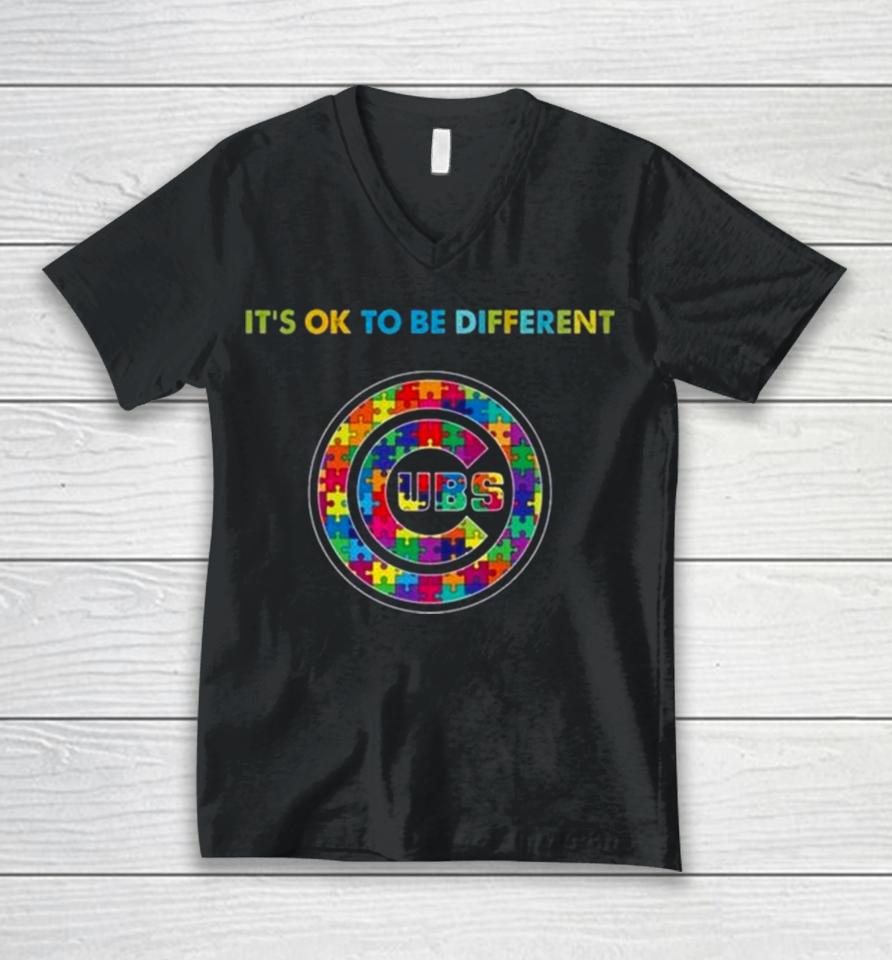 Mlb 2023 Chicago Cubs Autism It’s Ok To Be Different Unisex V-Neck T-Shirt