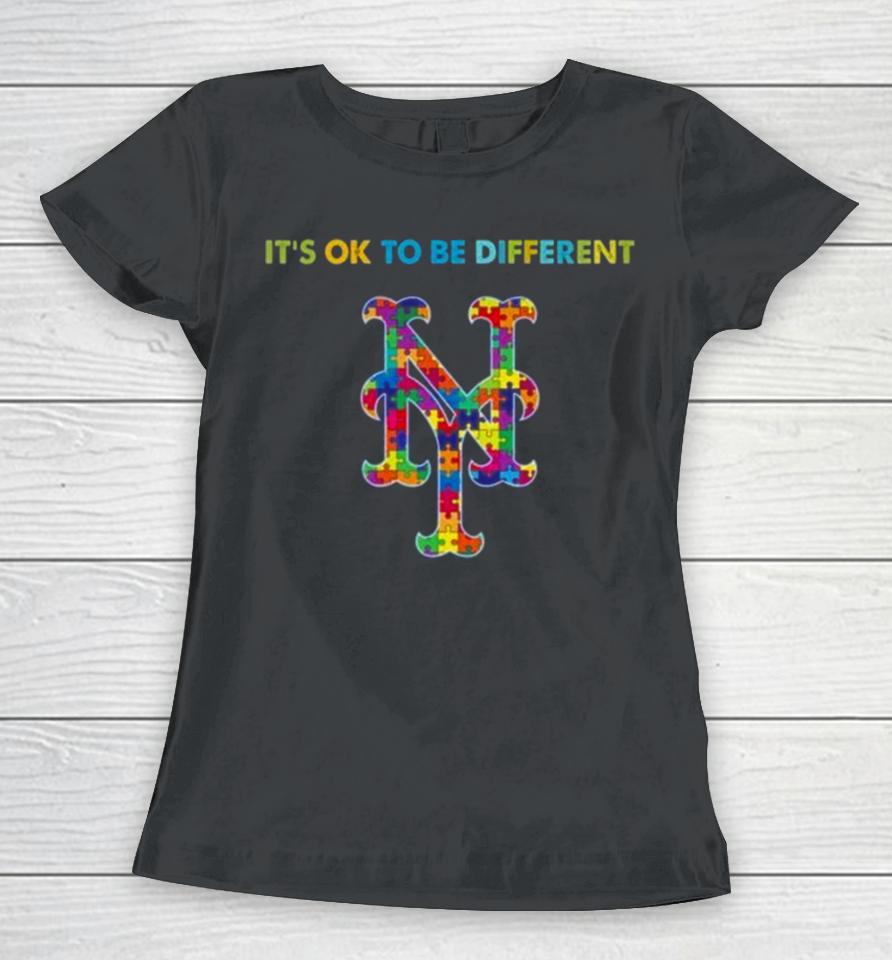 Mlb 2023 New York Mets Autism It’s Ok To Be Different Women T-Shirt