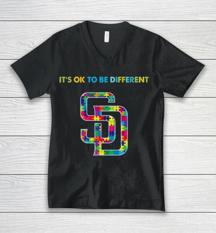 Mlb 2023 San Diego Padres Autism It’s Ok To Be Different Unisex V-Neck T-Shirt