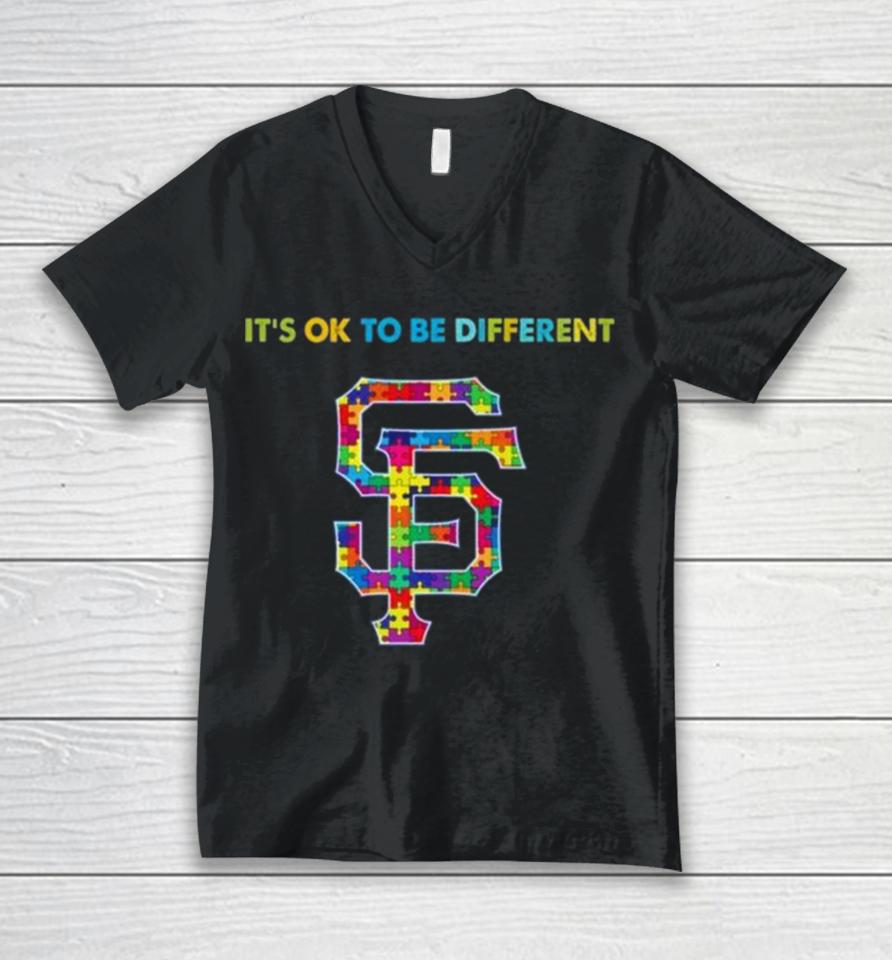 Mlb 2023 San Francisco Giants Autism It’s Ok To Be Different Unisex V-Neck T-Shirt