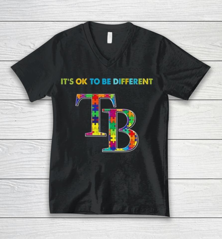Mlb 2023 Tampa Bay Rays Autism It’s Ok To Be Different Unisex V-Neck T-Shirt