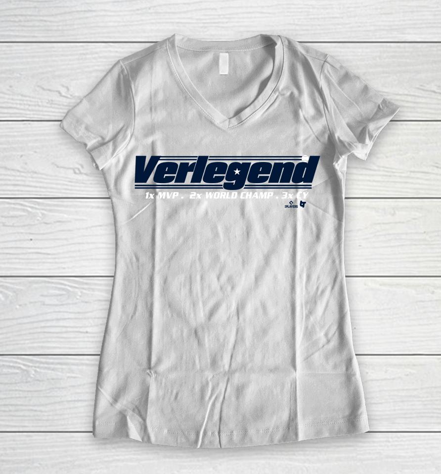 Mlb Houston Astros Justin Verlander Verlegend Women V-Neck T-Shirt