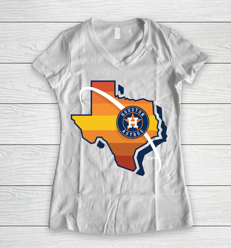 Mlb Men's Houston Astros Orange Hometown Women V-Neck T-Shirt