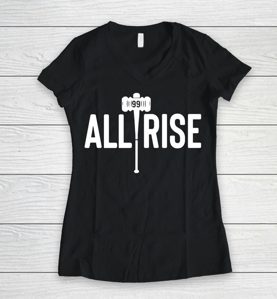Mlb New York Baseball Aaron Judge All Rise Women V-Neck T-Shirt