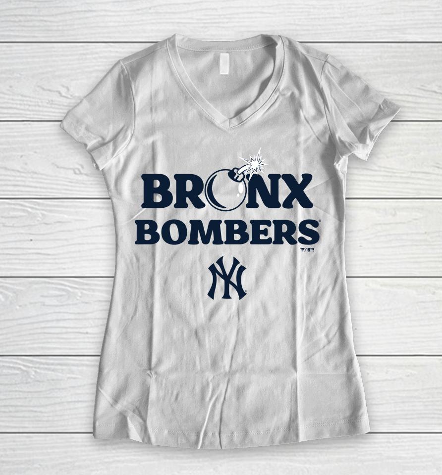 Mlb New York Yankees Bronx Bombers Women V-Neck T-Shirt