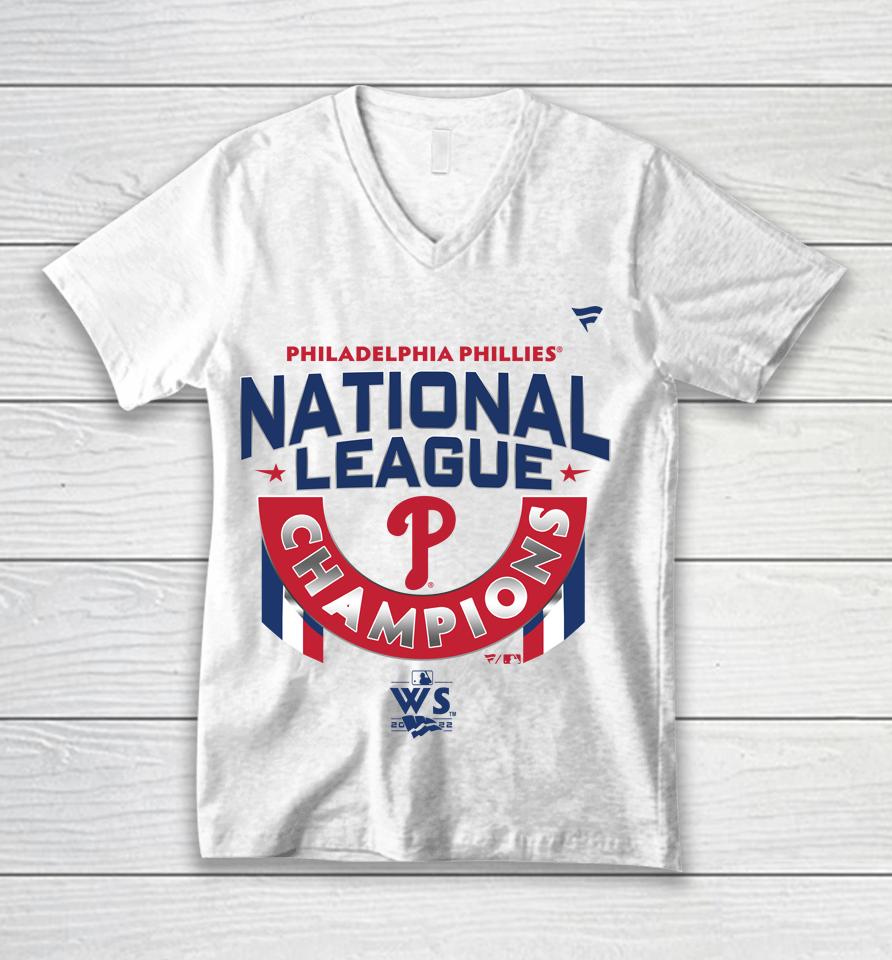 Mlb Philadelphi Phillies Fanatics Branded White 2022 National League Champions Unisex V-Neck T-Shirt