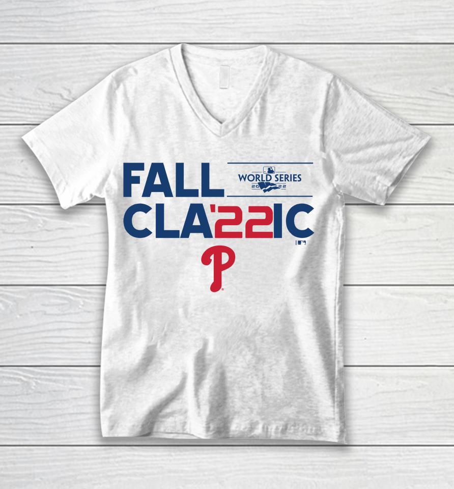 Mlb Philadelphia Phillies Fall Classic 2022 World Series Icon Unisex V-Neck T-Shirt