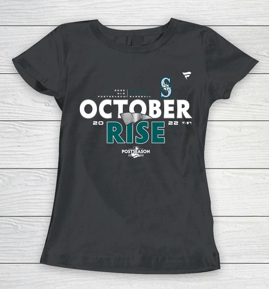 Mlb Shop October Rise Seattle Mariners Fanatics Branded 2022 Postseason Locker Room Women T-Shirt