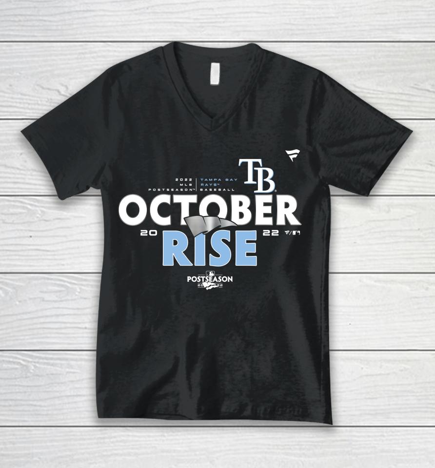 Mlb Shop October Rise Tampa Bay Rays Fanatics Branded 2022 Postseason Locker Room Unisex V-Neck T-Shirt