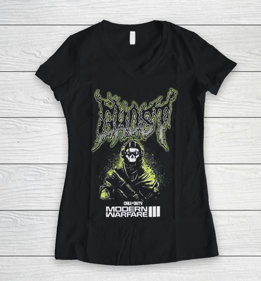 Modern Warfare Iii Ghost Metal Women V-Neck T-Shirt
