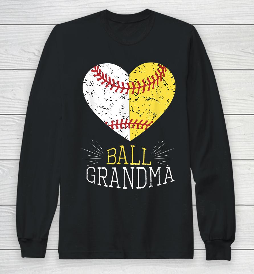 Mom Funny Baseball Ball Funny Grandma Softball Gifts Long Sleeve T-Shirt
