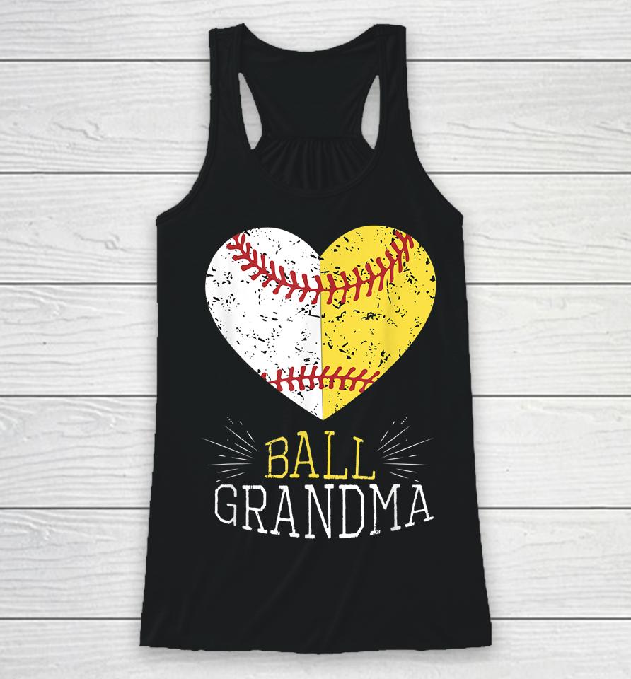Mom Funny Baseball Ball Funny Grandma Softball Gifts Racerback Tank