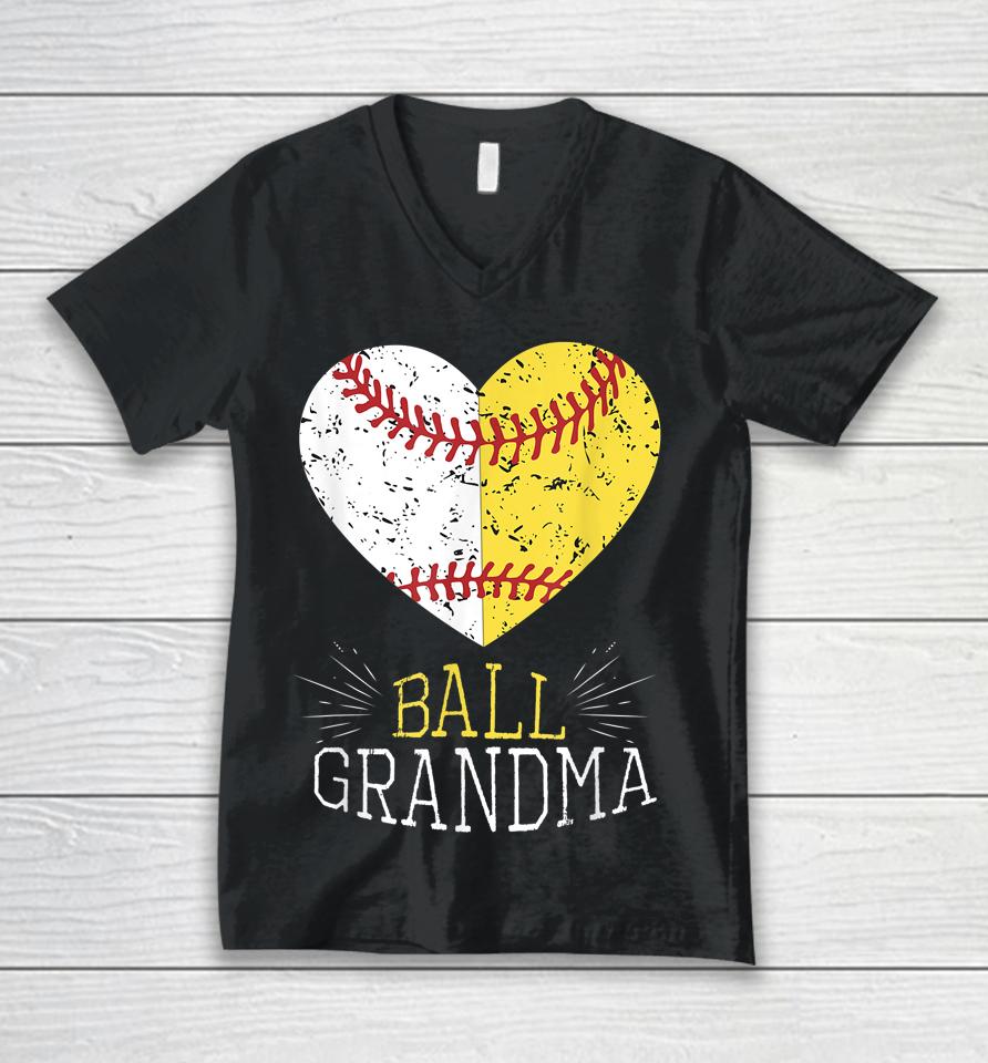 Mom Funny Baseball Ball Funny Grandma Softball Gifts Unisex V-Neck T-Shirt