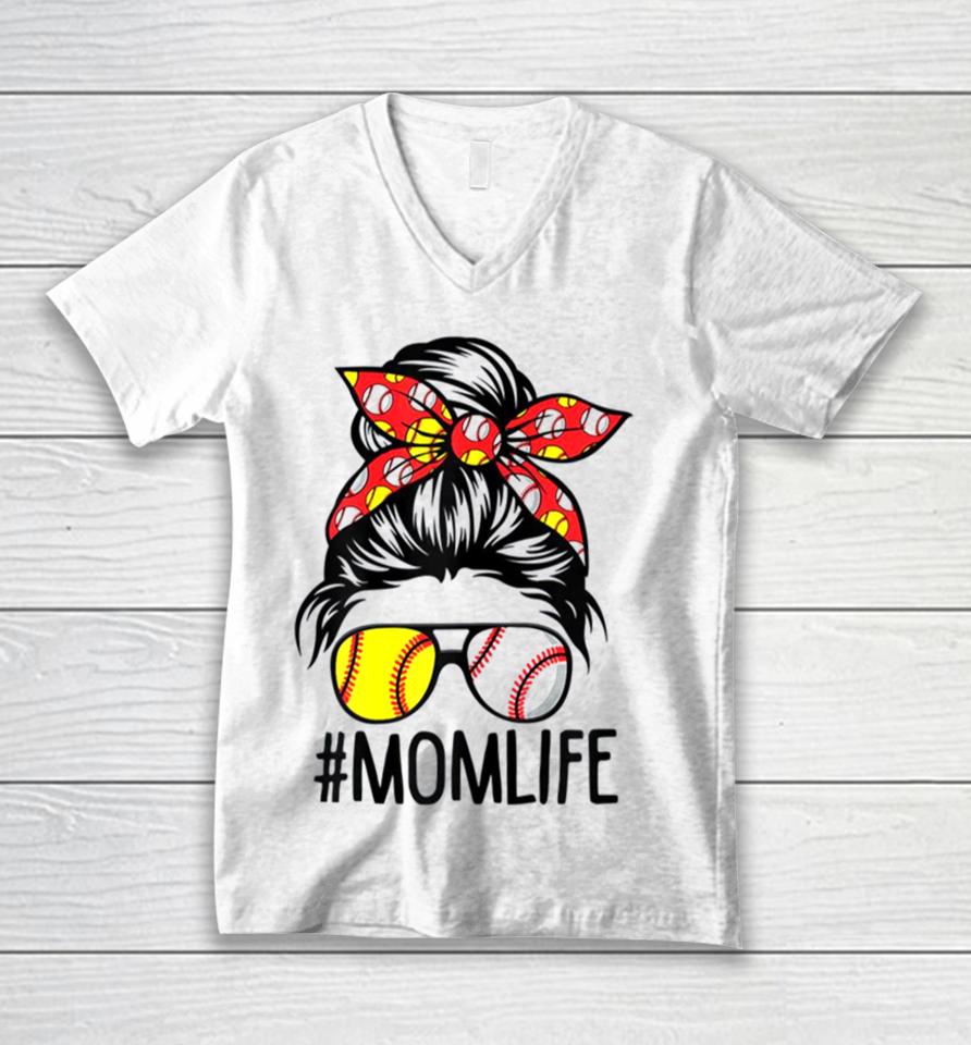 Mom Life Softball Baseball Mothers Day Unisex V-Neck T-Shirt