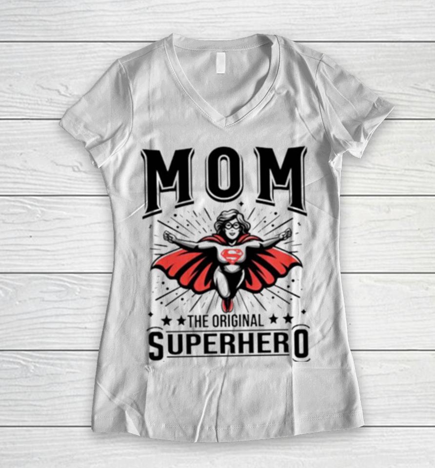 Mom The Original Superhero Mother’s Day Women V-Neck T-Shirt