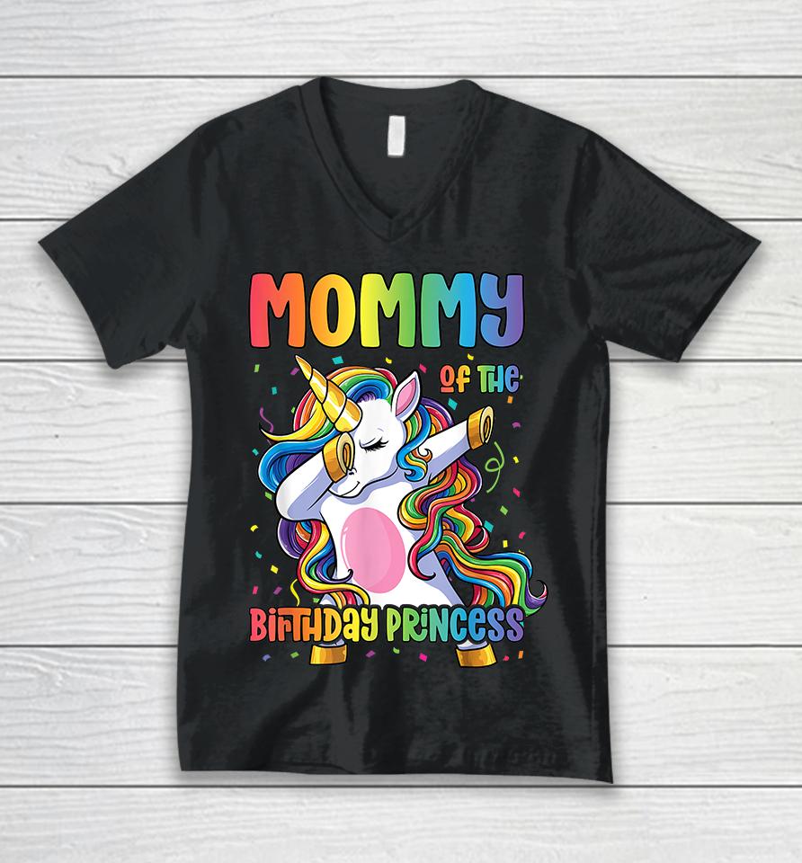 Mommy Of The Birthday Princess Dabbing Unicorn Unisex V-Neck T-Shirt