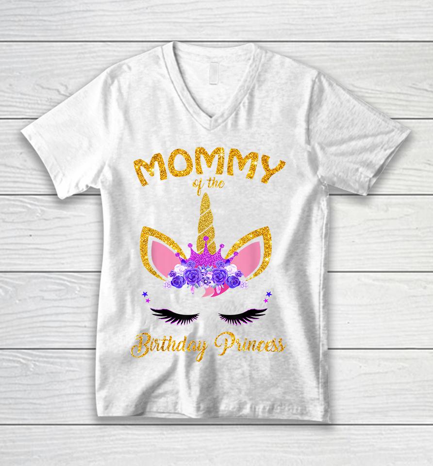 Mommy Of The Birthday Princess Unicorn Unisex V-Neck T-Shirt