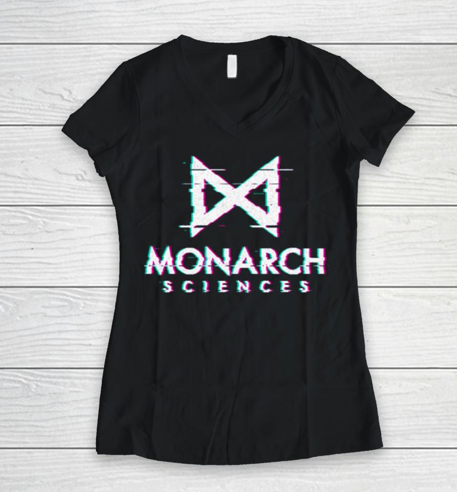 Monarch Sciences Glitch Women V-Neck T-Shirt
