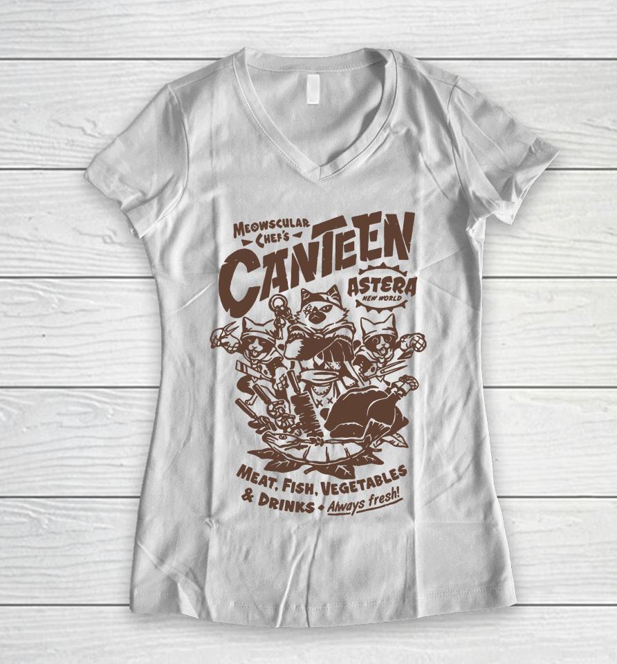 Monster Hunter Meowscular Chef's Canteen Women V-Neck T-Shirt