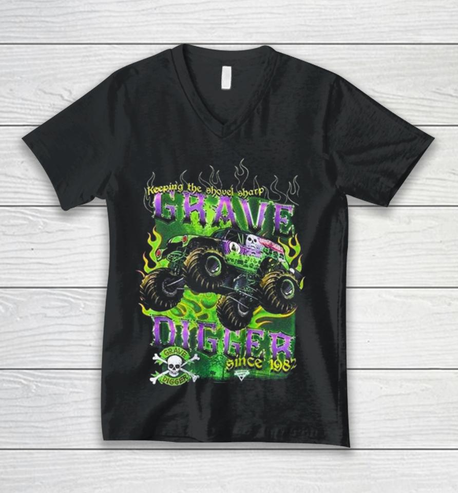 Monster Jam Grave Digger Keep Shovel Sharp Unisex V-Neck T-Shirt