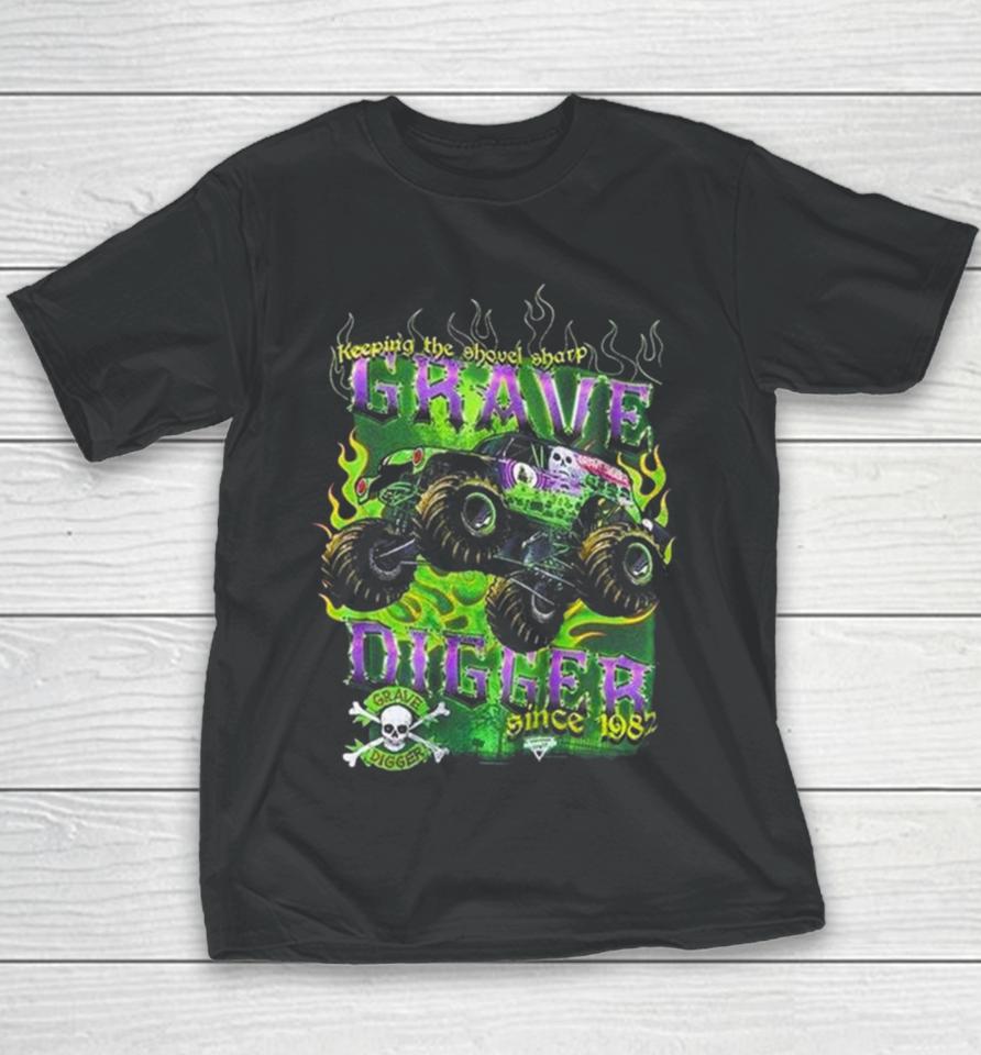 Monster Jam Grave Digger Keep Shovel Sharp Youth T-Shirt