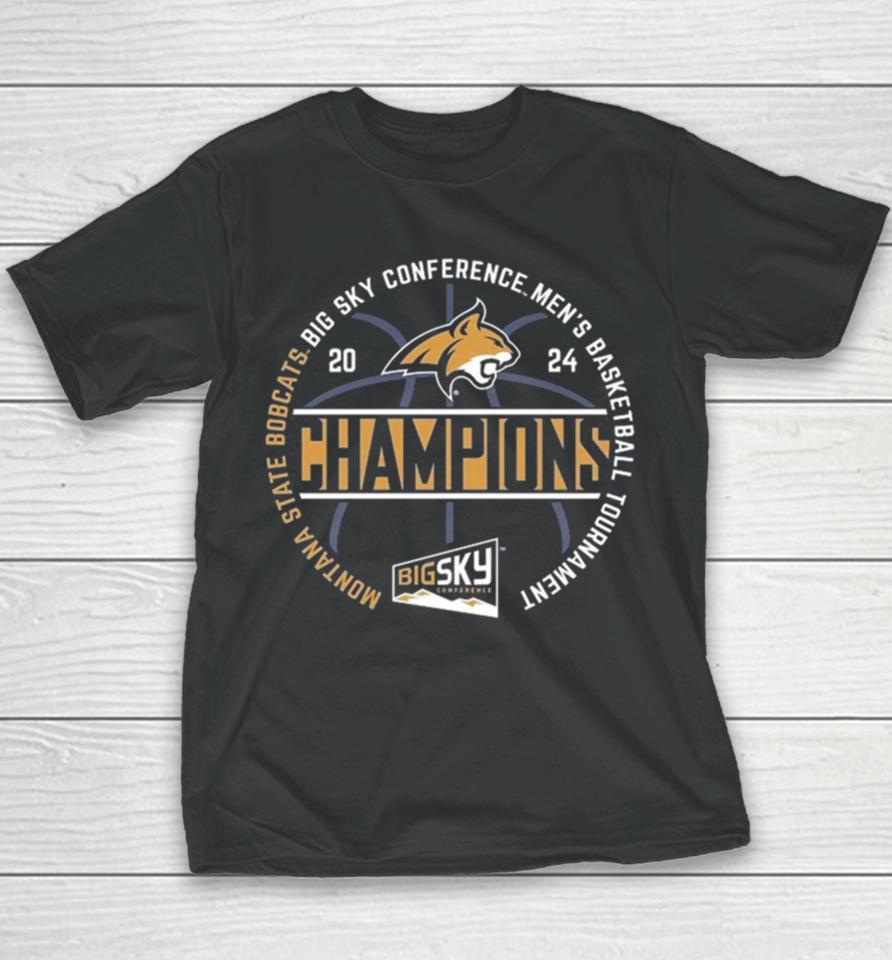 Montana State Bobcats 2024 Big Sky Conference Men’s Basketball Tournament Champions Youth T-Shirt