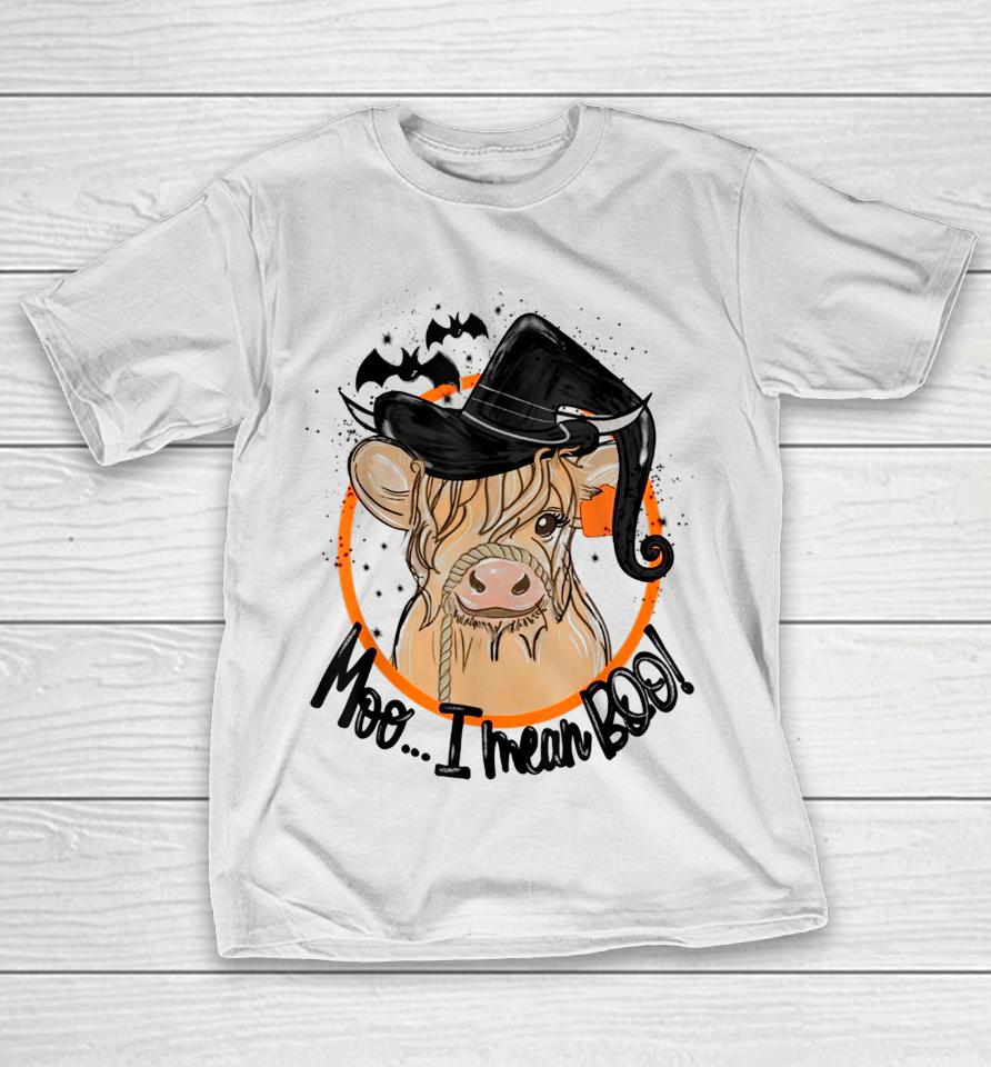 Moo I Mean Boo Cow Witch Heifer Halloween T-Shirt