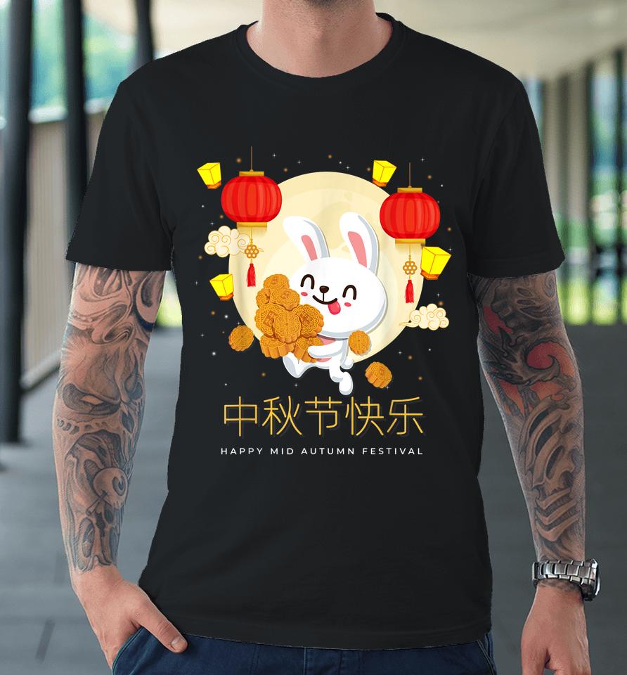 Moon Cake Chinese Festival Mid Autumn Cute Rabbit Bunny Premium T-Shirt