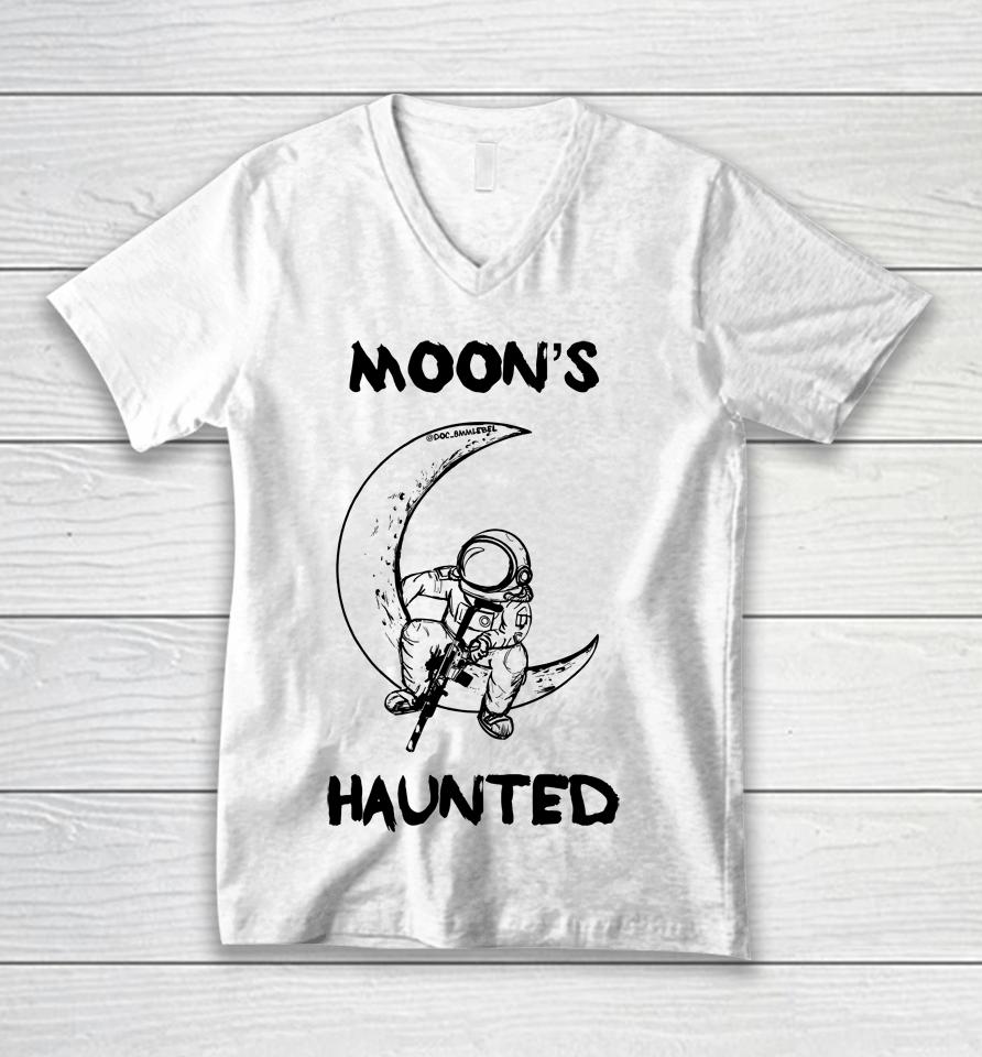 Moon's Haunted Unisex V-Neck T-Shirt