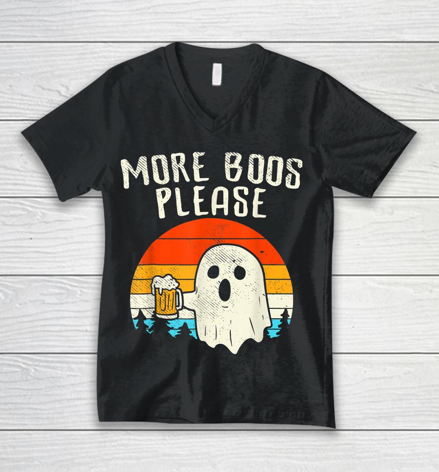 More Boos Please Ghost Beer Funny Halloween Beer Drinking Unisex V-Neck T-Shirt