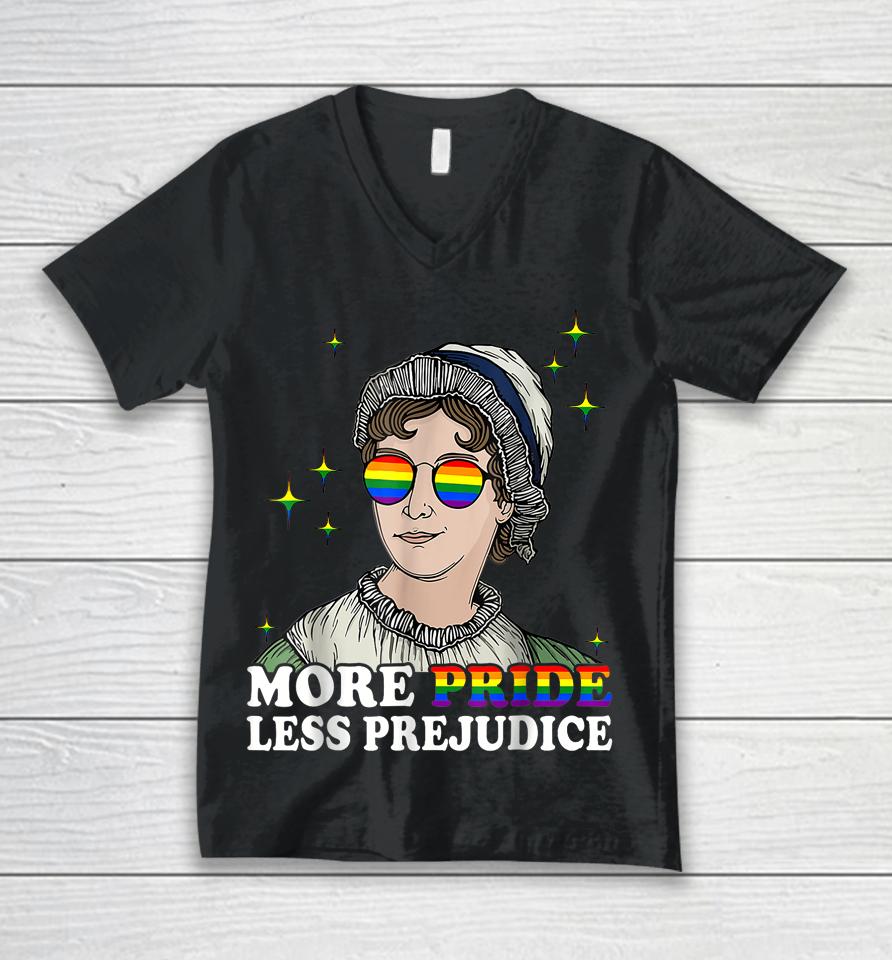 More Pride Less Prejudice Funny Lgbt Gay Pride Demon Month Unisex V-Neck T-Shirt