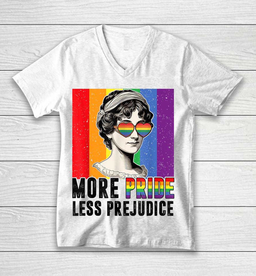 More Pride Less Prejudice Lgbt Pride Month Gay Proud Ally Unisex V-Neck T-Shirt