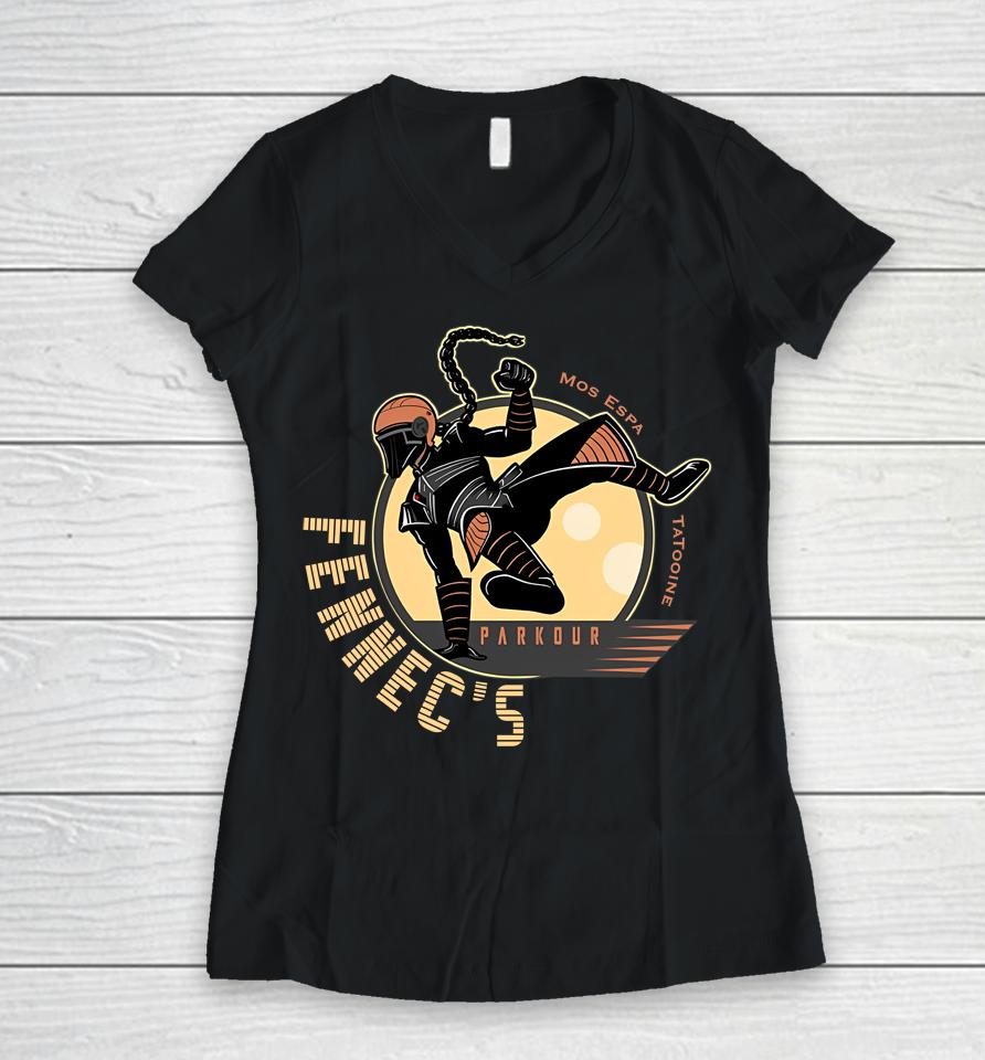 Mos Espa Tatooine Parkour Fennec Women V-Neck T-Shirt