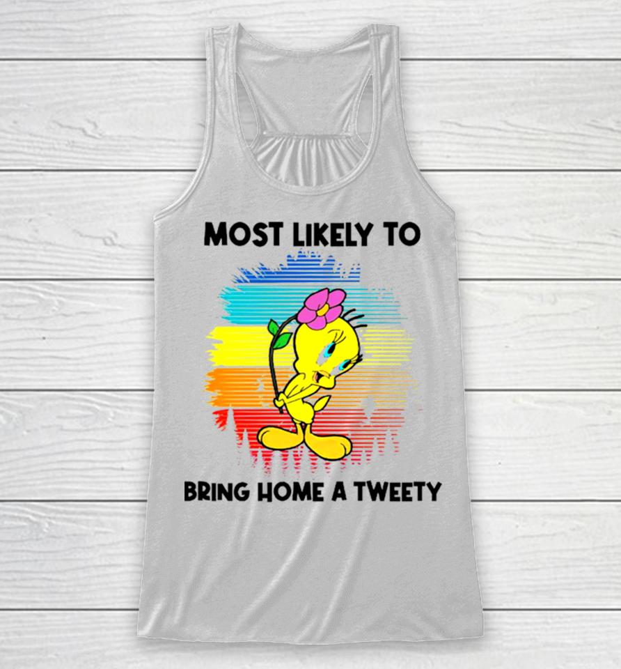 Most Likely To Bring Home A Tweety Racerback Tank