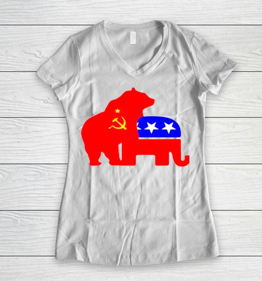 Mother Russia Owns The Gop Women V-Neck T-Shirt