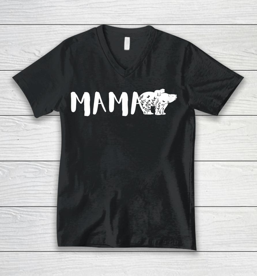 Mother's Day Mama Bear Flowers Unisex V-Neck T-Shirt